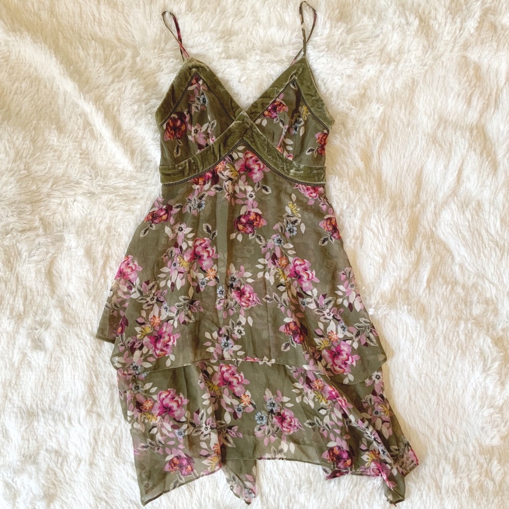 WHBM Green Floral Sundress